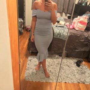 bardot frill hem dress